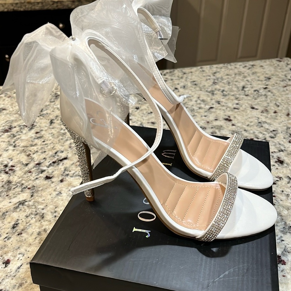 Windsor sparkle white heels